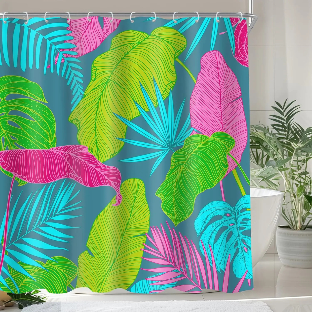 Multicolor Monstera Shower Curtain