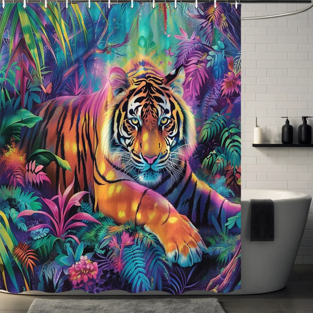 Multicolor Tiger Shower Curtain