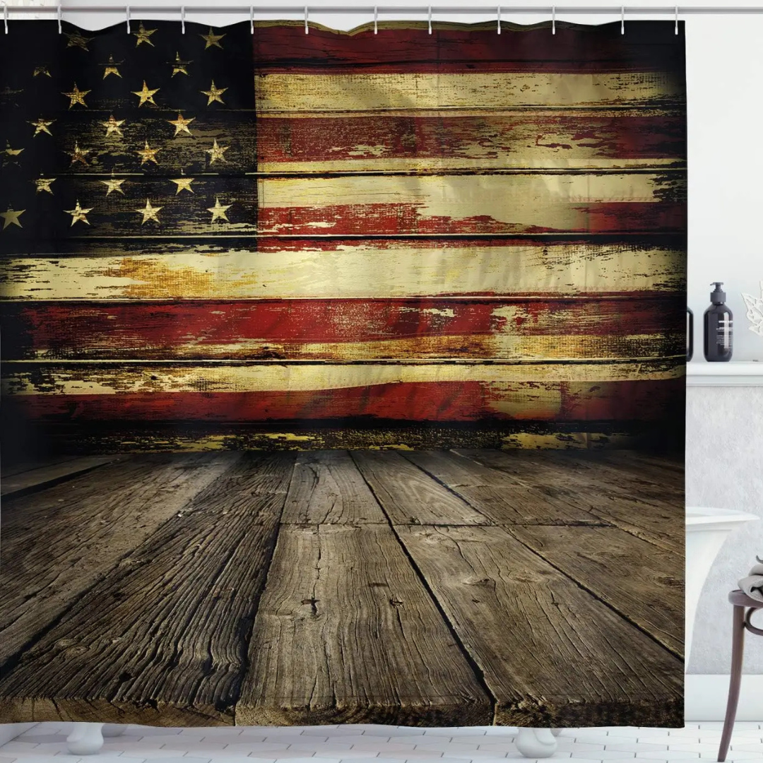 Nolan Vintage American Flag Shower Curtain