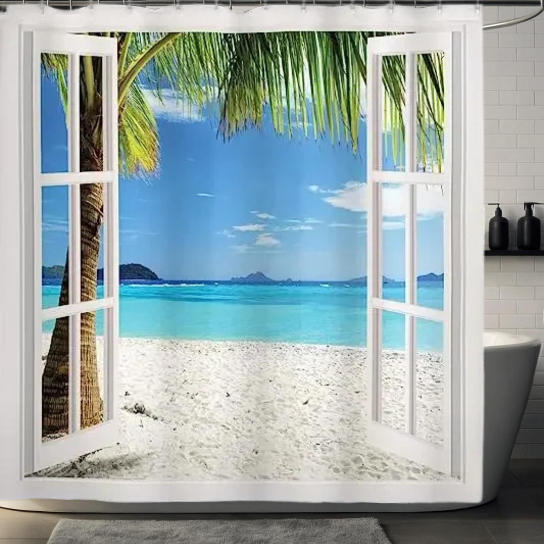 Ocean Breeze Palm Tree Shower Curtain