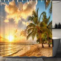 Thumbnail for Ocean Sunset Palm Tree Shower Curtain