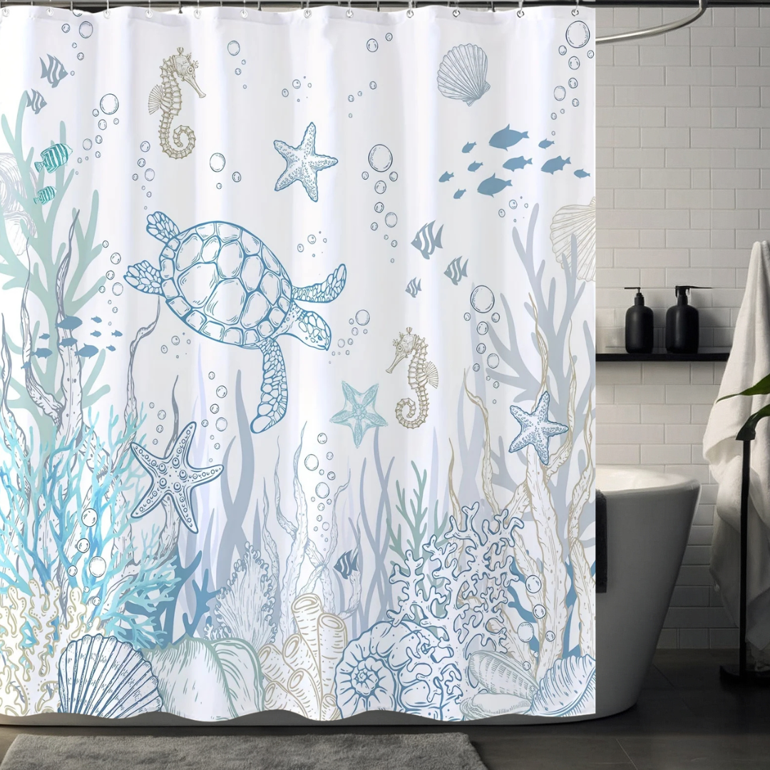 Ocean Turtle & Starfish Shower Curtain