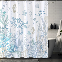 Thumbnail for Ocean Turtle & Starfish Shower Curtain