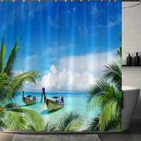 Thumbnail for Ocean with Palm Tree Shower Curtain