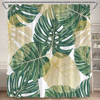 Thumbnail for Olive Green Monstera Shower Curtain