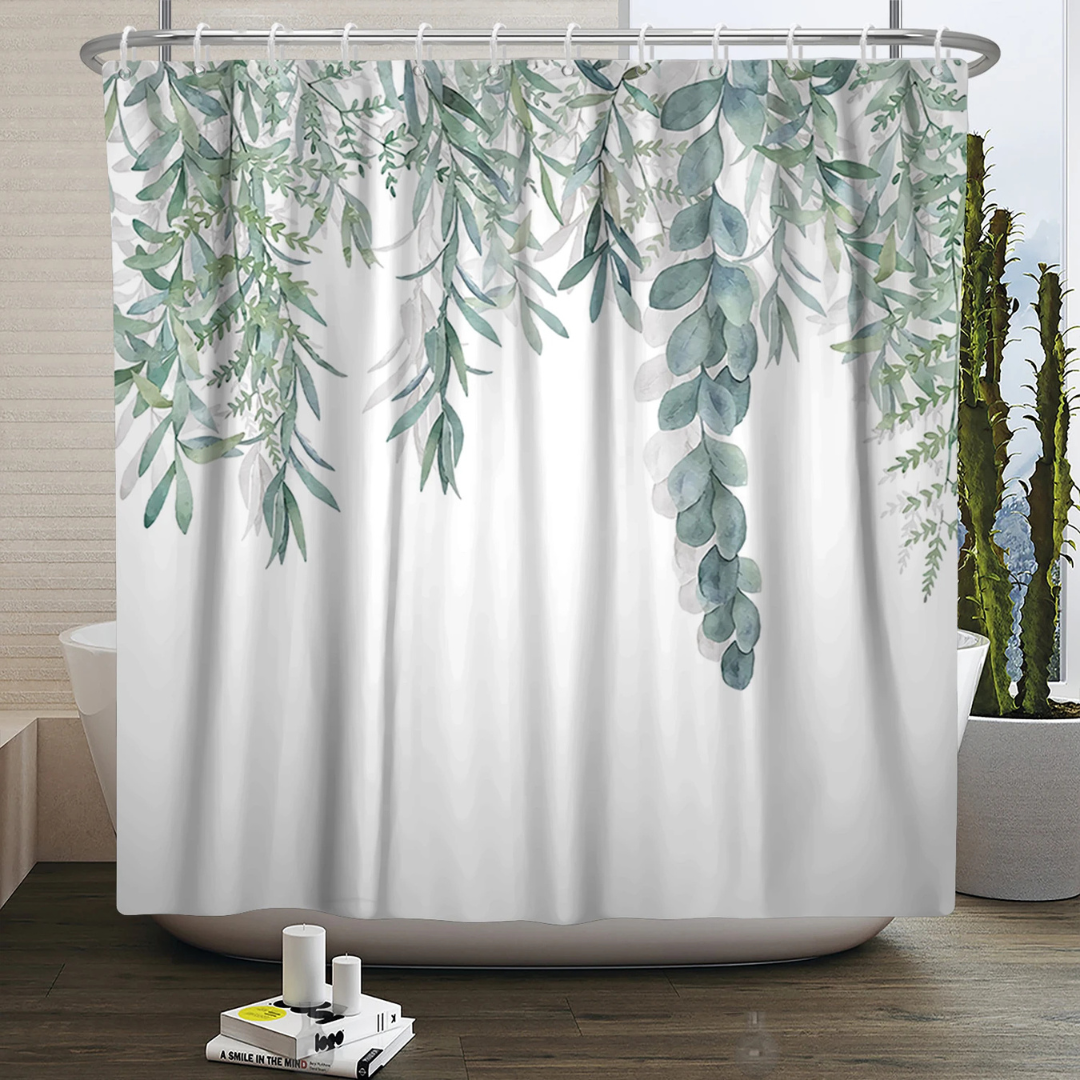 Olivia Breeze Green Eucalyptus Shower Curtain
