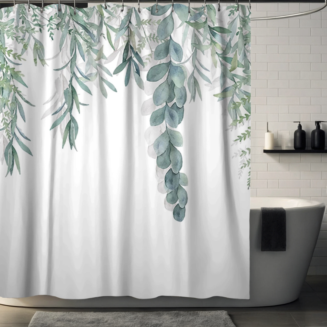 Olivia Breeze Green Eucalyptus Shower Curtain
