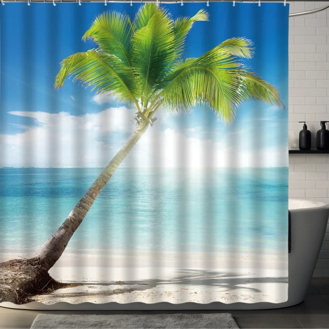 Olivia’s Paradise Palm Tree Shower Curtain