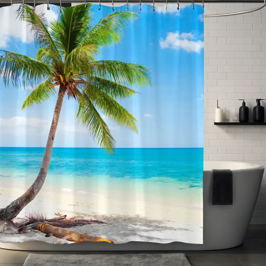 Palm Tree Beach Shower Curtain