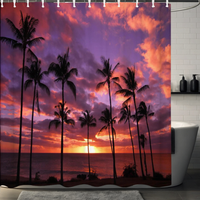 Thumbnail for Palm Tree Beach Sunset Shower Curtain