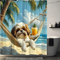 Thumbnail for Palm Tree Shower Curtain with Dog