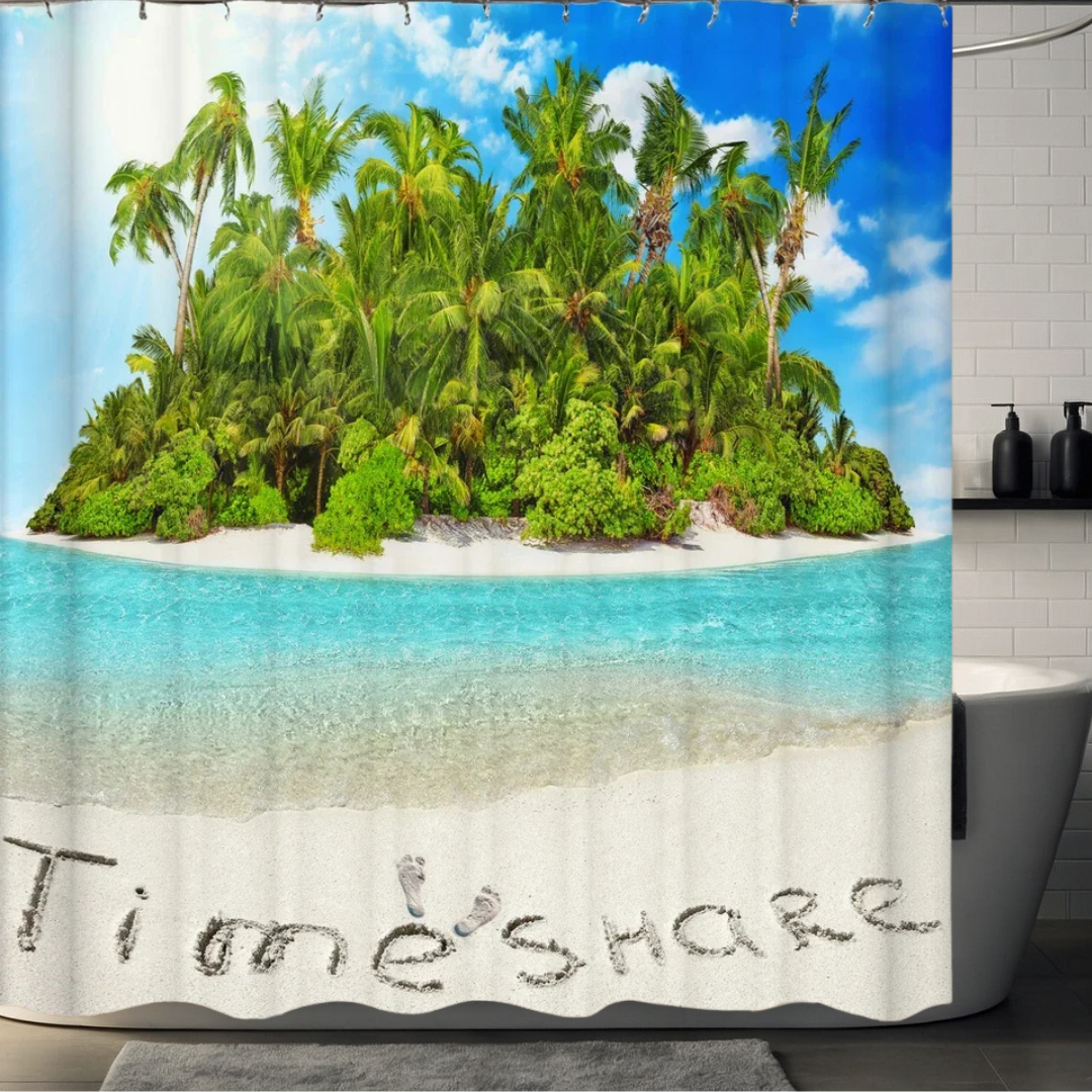 Palm Tree Shower Curtain with Timeshare Vibes