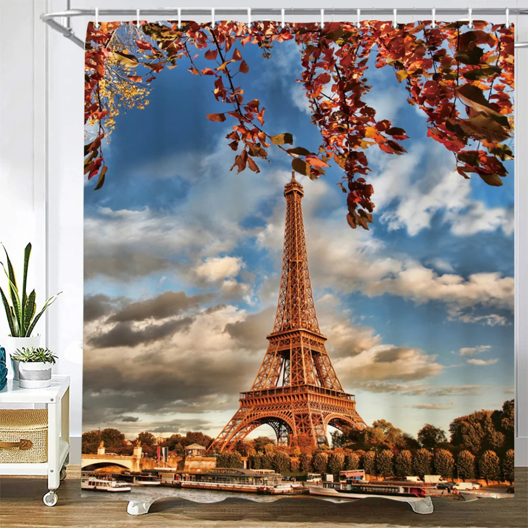 Parisian Elegance Eiffel Tower Shower Curtain 