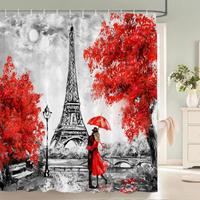 Thumbnail for Parisian Kiss Eiffel Tower Shower Curtain 