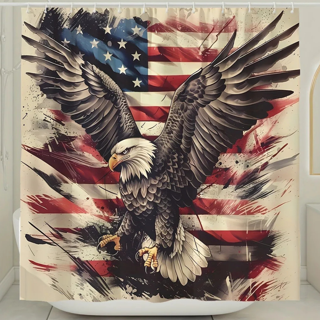 Patriotic Eagle American Flag Shower Curtain