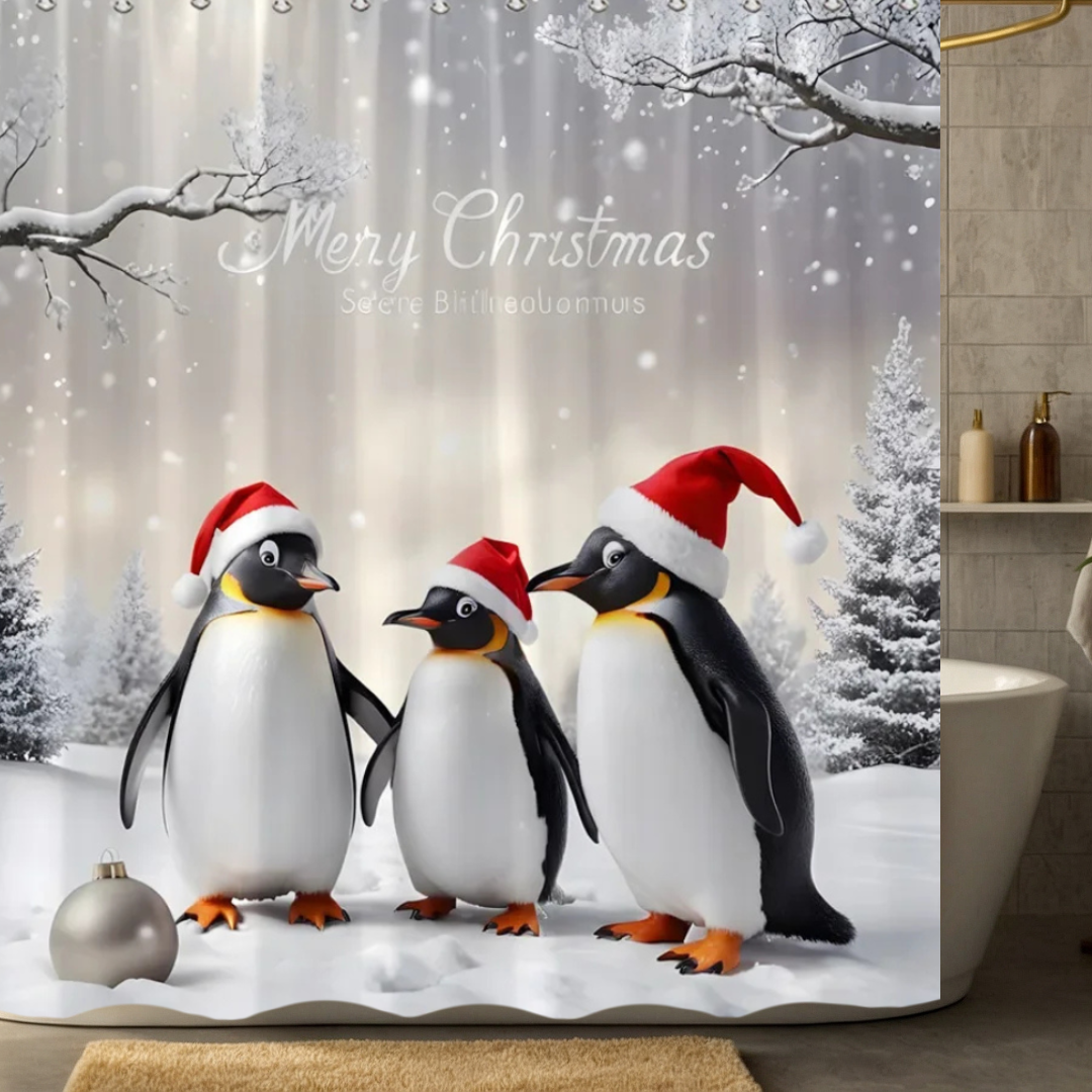 Penguin Christmas Shower Curtain