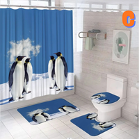 Thumbnail for Penguin Shower blue sky Curtain Set