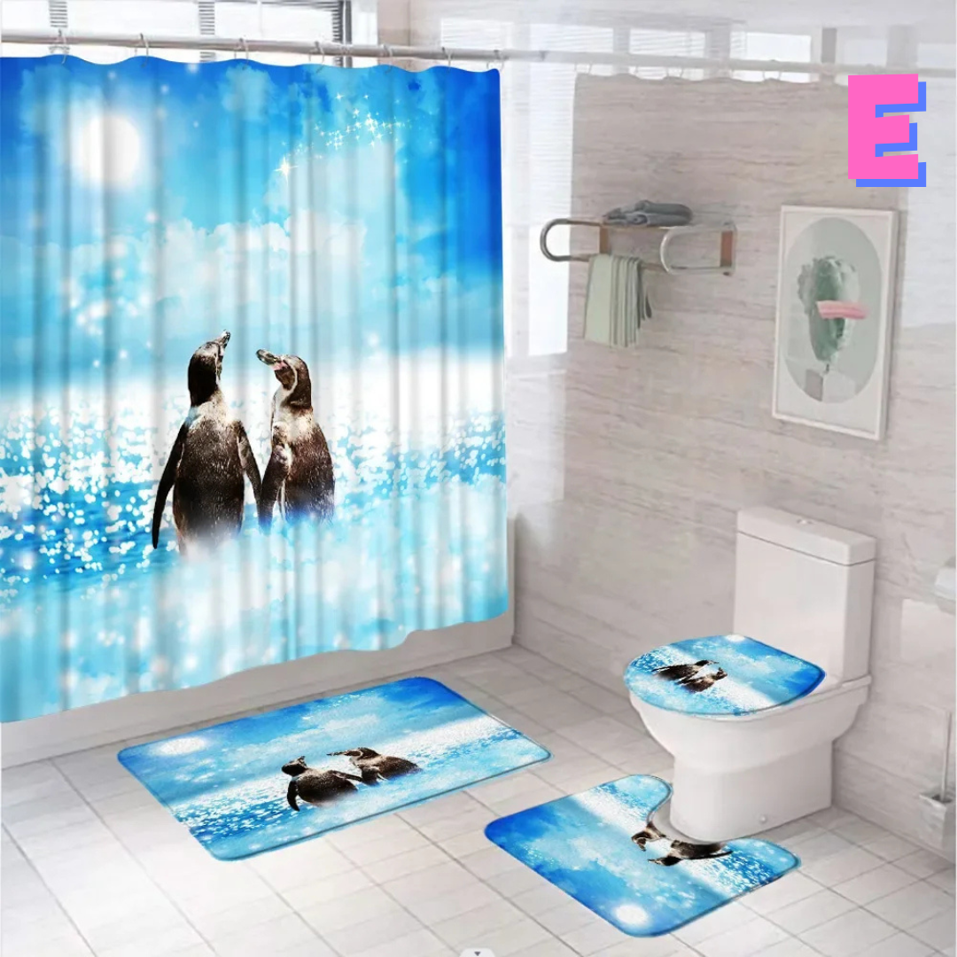 loving Penguin Shower Curtain Set