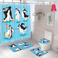 Thumbnail for dancing Penguins blue Shower Curtain Set