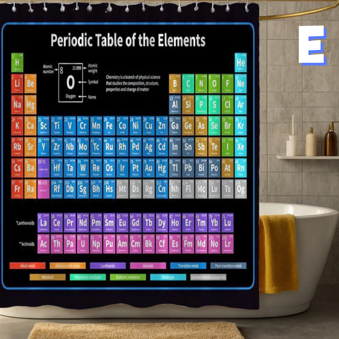 Periodic Table of the Elements black Shower Curtain