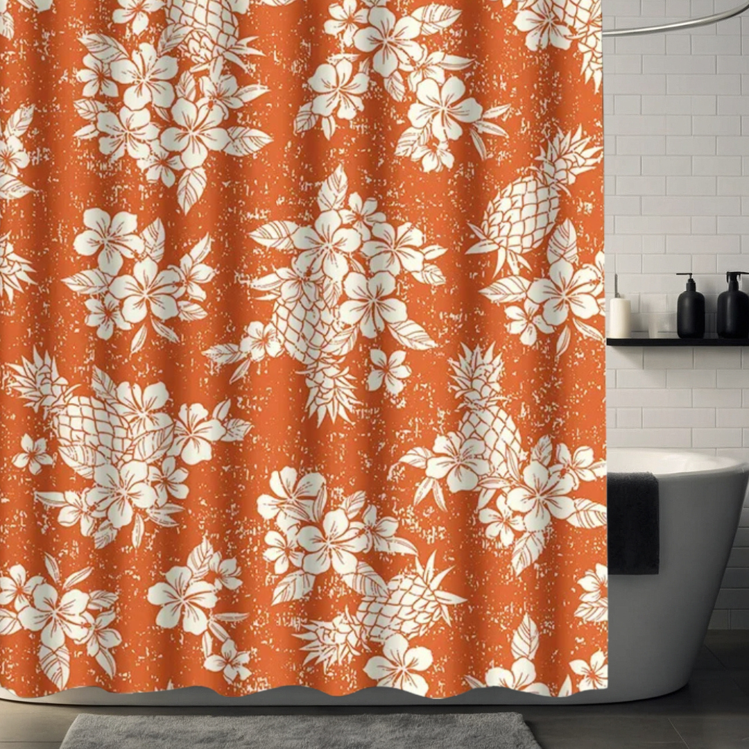 Pineapple Hibiscus Orange Shower Curtain