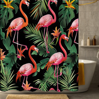 Thumbnail for Pink Flamingo Monstera Shower Curtain