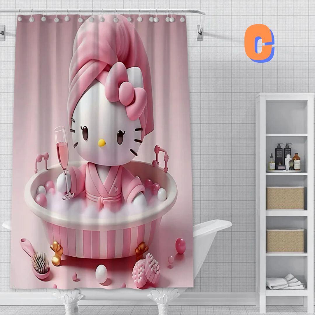 LIGHT Pink Hello Kitty Shower Curtain