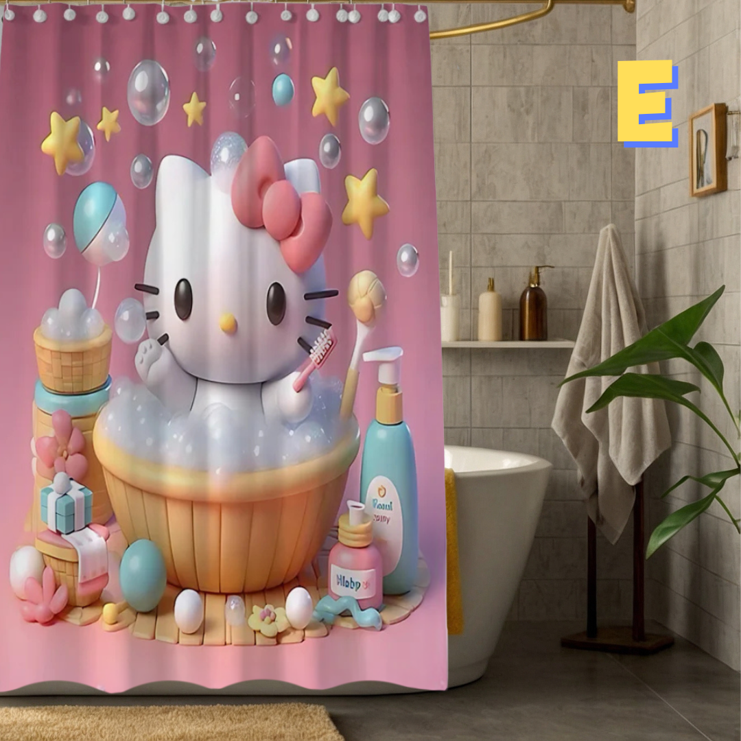 Pink Hello Kitty BUBBLE Shower Curtain