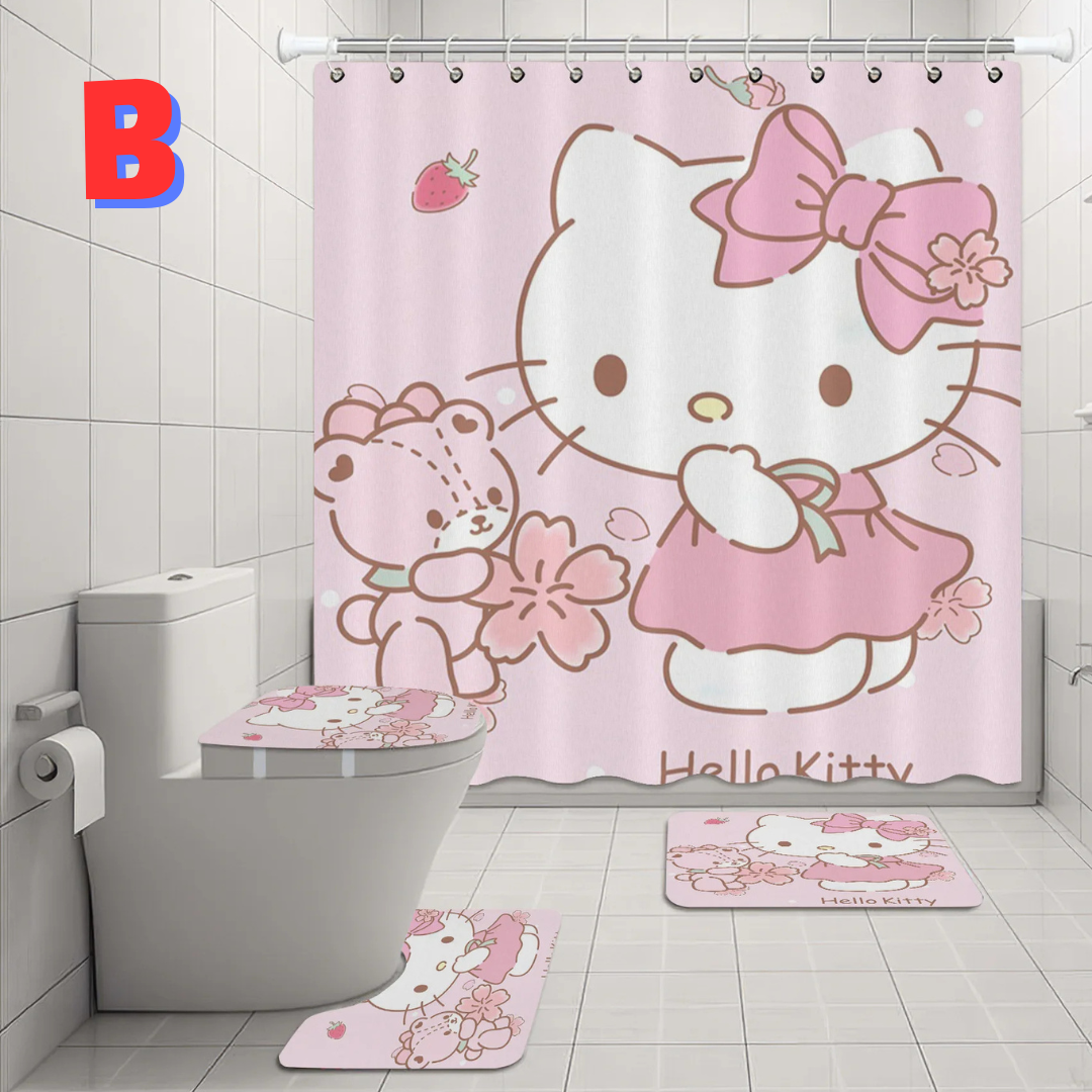 LIGHT Pink Hello Kitty Shower Curtain Set