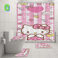Thumbnail for Pink Hello Kitty Shower Curtain Set WITH HEART AND STRAWBERRY