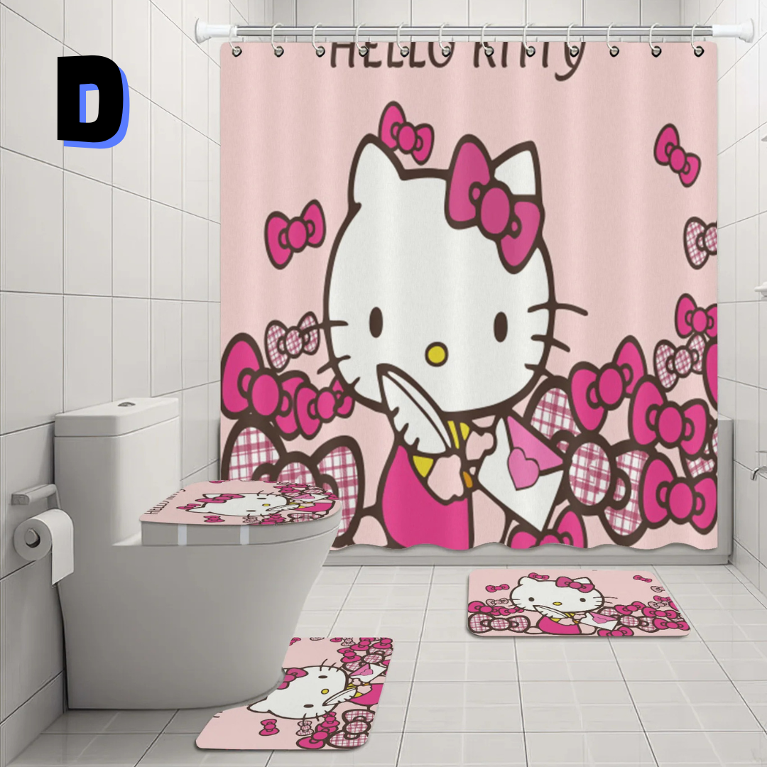 CUTE Pink Hello Kitty Shower Curtain Set