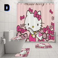 Thumbnail for CUTE Pink Hello Kitty Shower Curtain Set