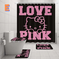 Thumbnail for Pink Hello Kitty BLACK Shower Curtain Set