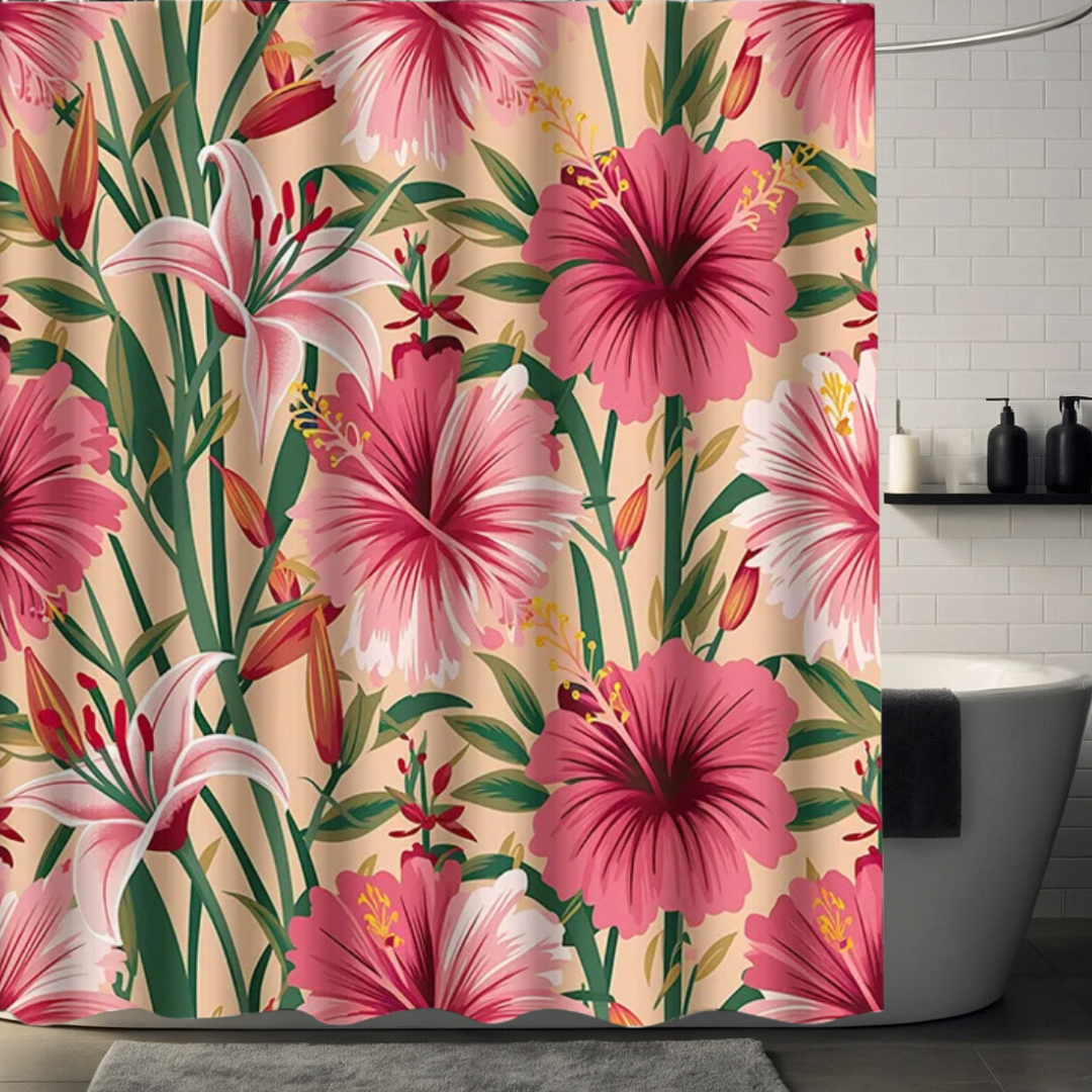 Pink Hibiscus Shower Curtain