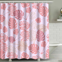 Thumbnail for Pink Monstera Shower Curtain