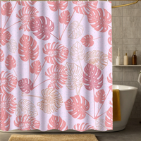 Thumbnail for Pink Monstera Shower Curtain