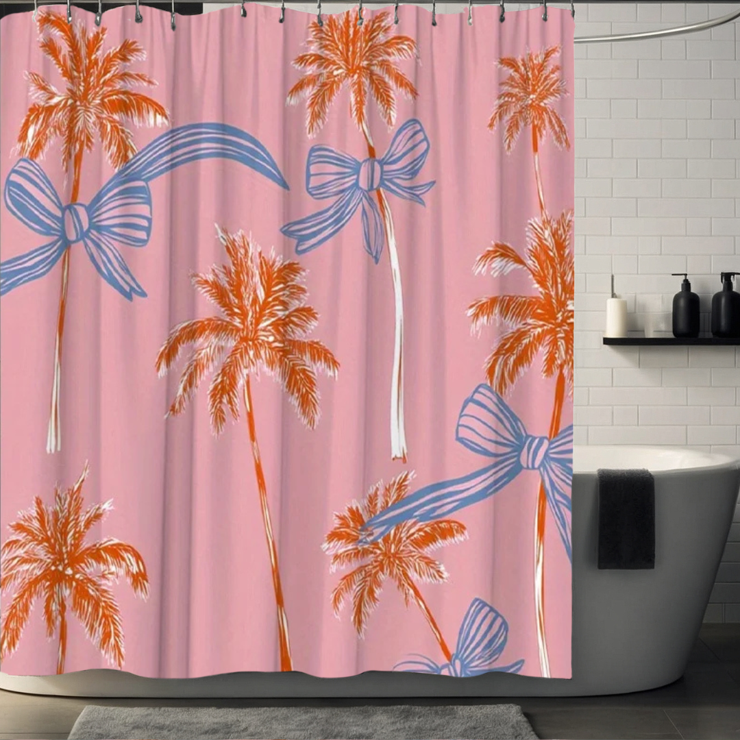 Pink Palm Tree Shower Curtain