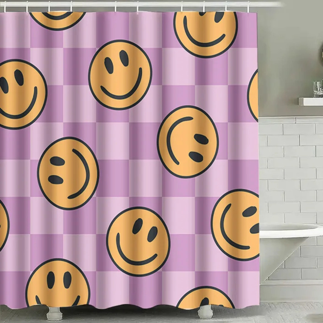 Pink Smiley Shower Curtain