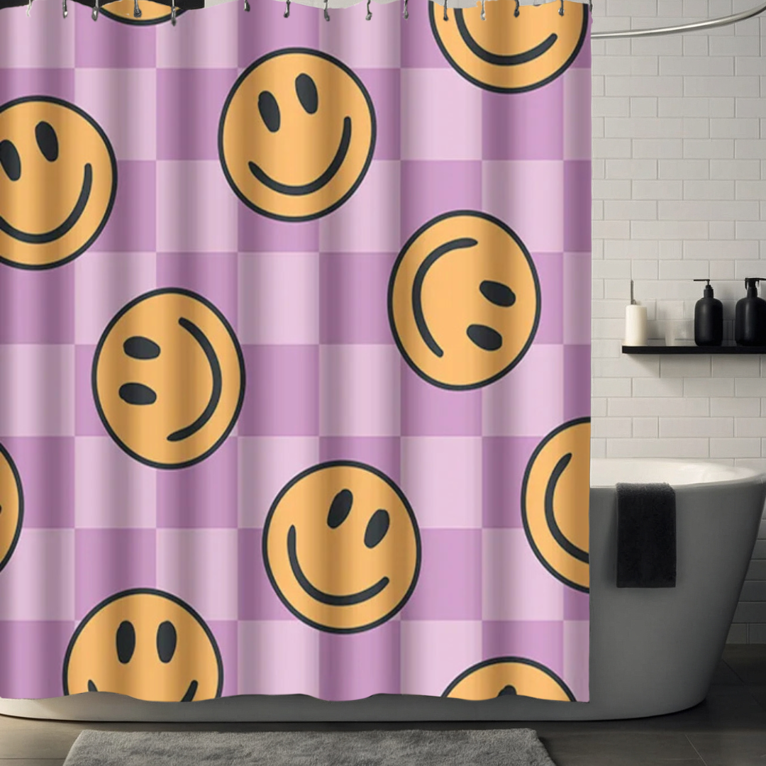 Pink Smiley Shower Curtain