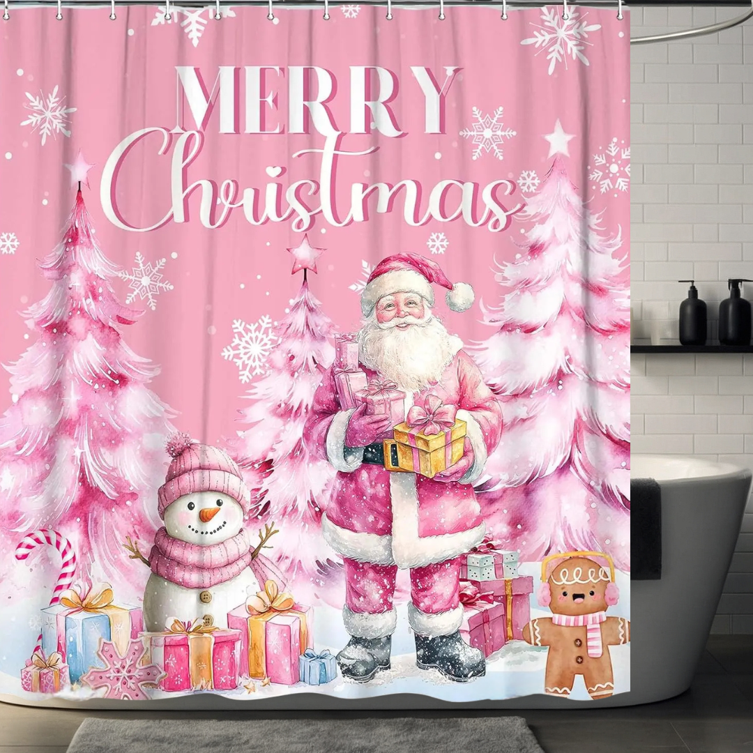 Pink  Snowflake Shower Curtain