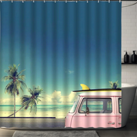 Thumbnail for Pink Van Palm Tree Shower Curtain