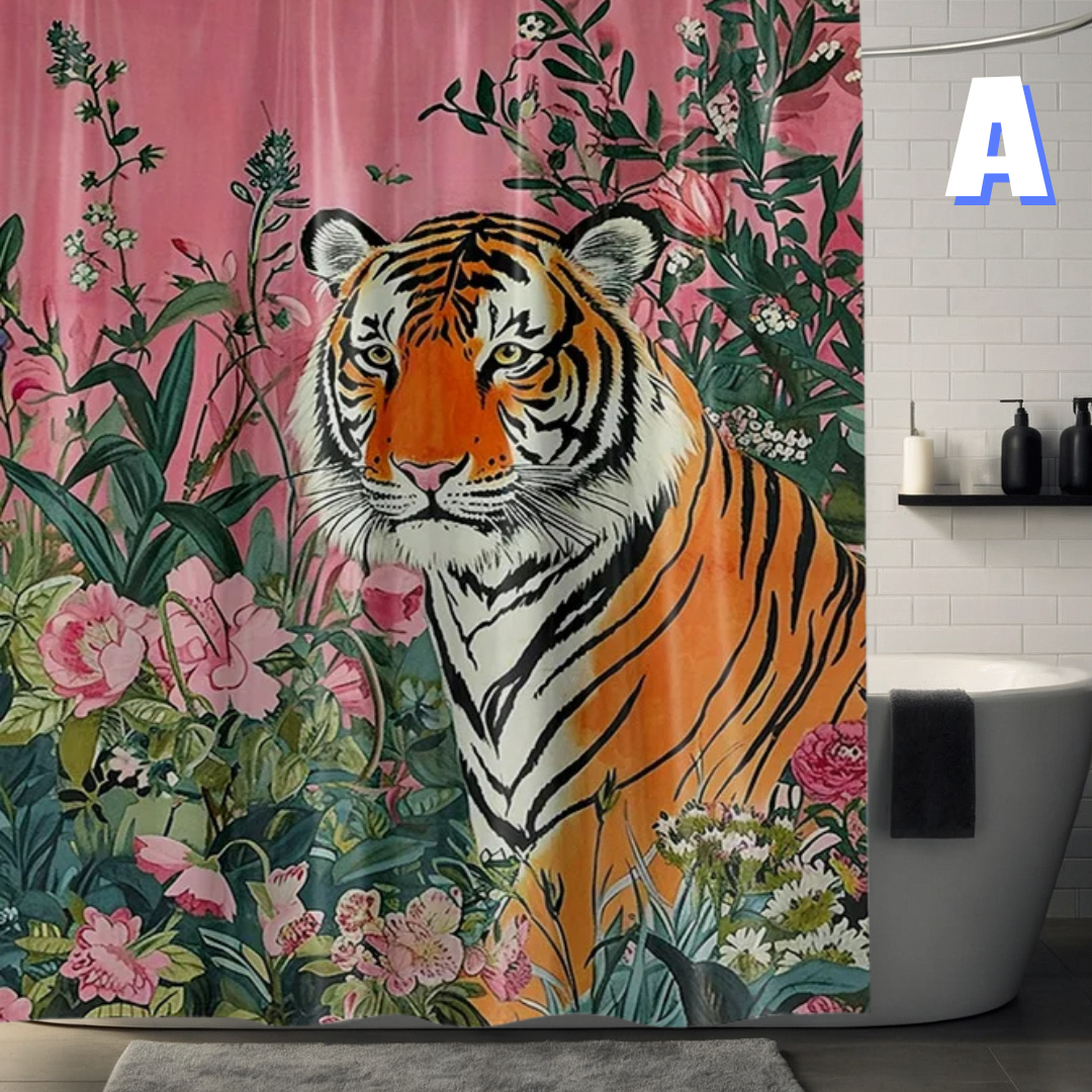 Pink and Orange Tiger Shower Curtain