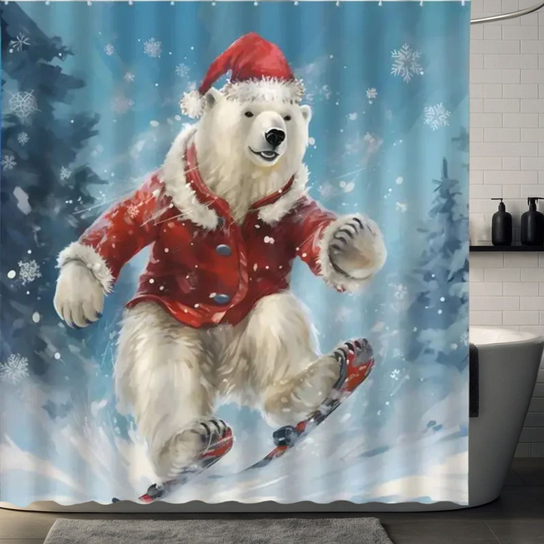 Polar Bear Christmas Shower Curtain