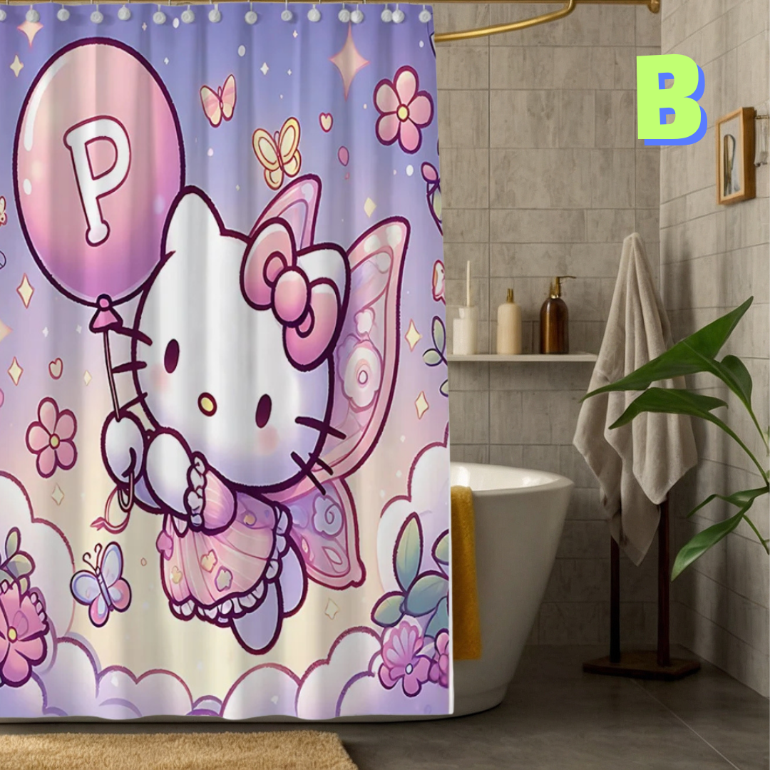 Purple Hello Kitty Shower Curtain WITH BUTTERFLY WINGS