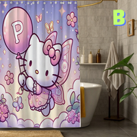 Thumbnail for Purple Hello Kitty Shower Curtain WITH BUTTERFLY WINGS
