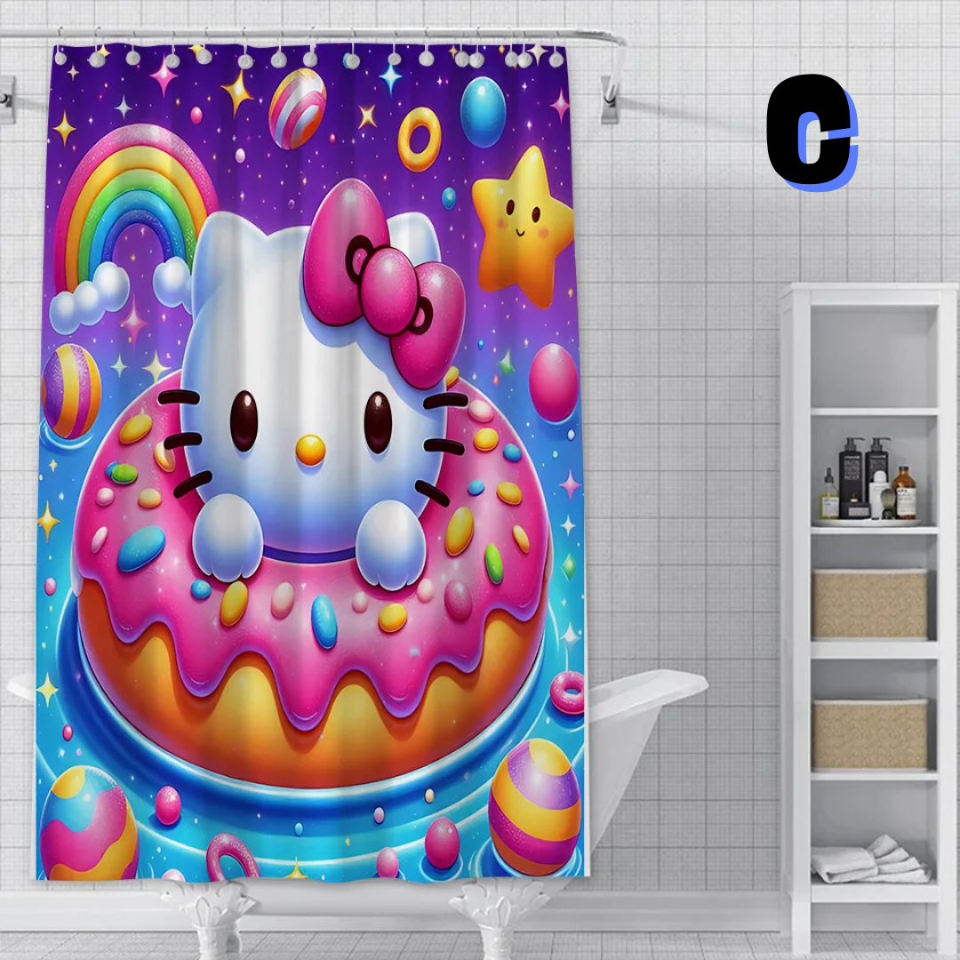 Purple Hello Kitty Shower Curtain WITH DONUT