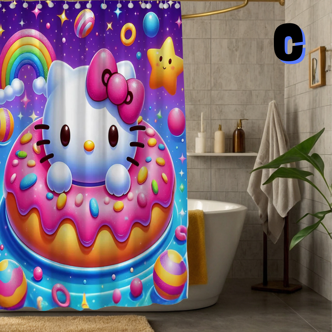 Purple Hello Kitty Shower Curtain WITH DONUT