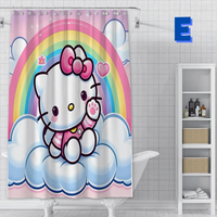 Thumbnail for Purple Hello Kitty Shower Curtain WITH CLOUD AND RAINBOW