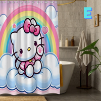 Thumbnail for Purple Hello Kitty Shower Curtain WITH CLOUD AND RAINBOW