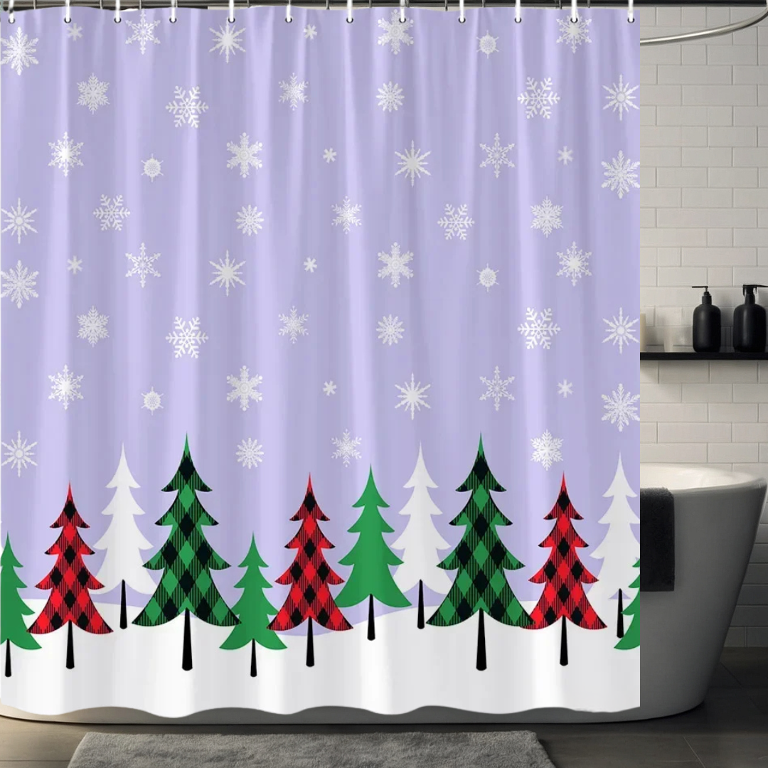 Purple Snowflake Shower Curtain